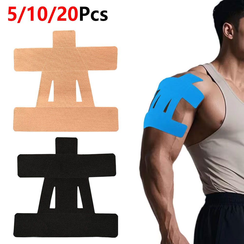 Sports Taping Precut - เทปคิเนซิโอโลยีสำหรับไหล่แบบตัดสำเร็จ 5/10/20 ชิ้น, เทปพยุงกล้ามเนื้อกันน้ำและระบายอากาศได้, เทปสำหรับกีฬาที่ไม่ก่อให้เกิดอาการแพ้สำหรับไหล่
