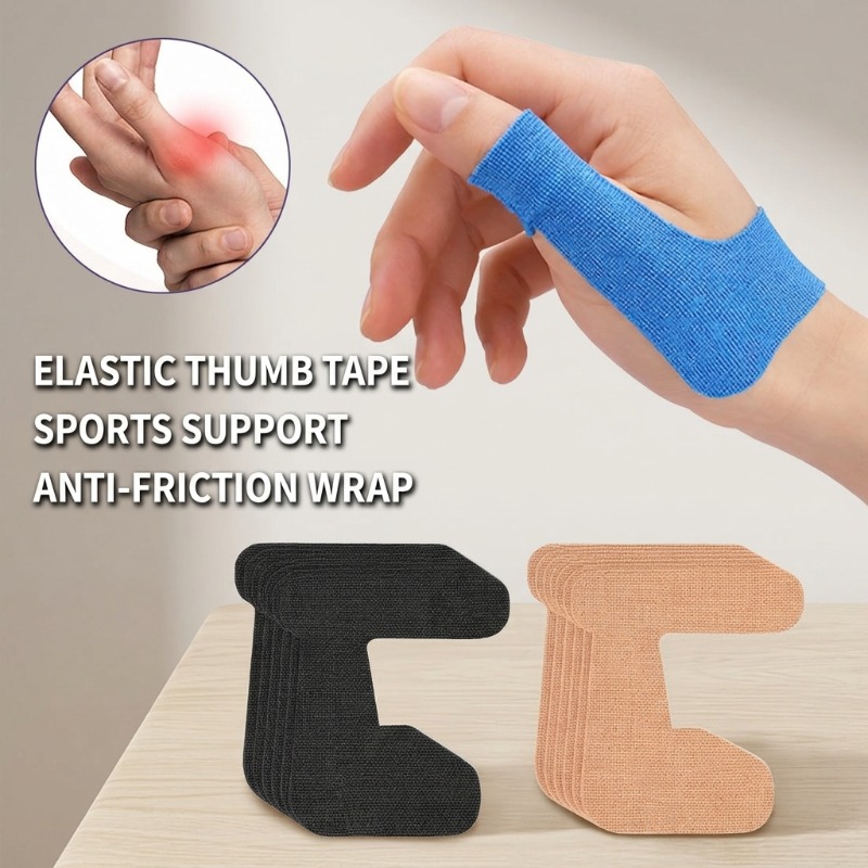 Sports Taping Precut - เทปยืดหยุ่นสำหรับนิ้วโป้งแบบตัดสำเร็จ, ผ้าพันแผลสำหรับกีฬาเพื่อการพยุง, ป้องกันการเสียดสี, เทปกายภาพบำบัด, ผ้าพันแผลแบบมีกาวในตัว