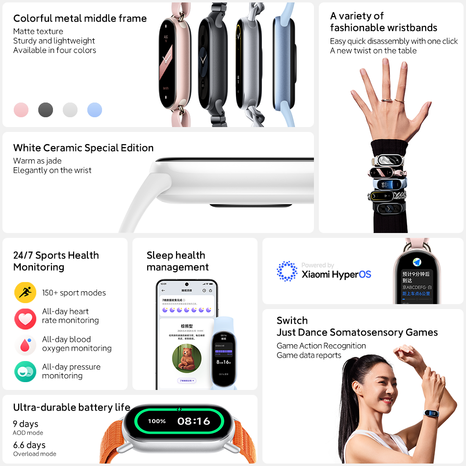 Xiaomi Mi Band 9 หน้าจอ AMOLED - Health Wellness Bracelet บทวิจารณ์และราคา